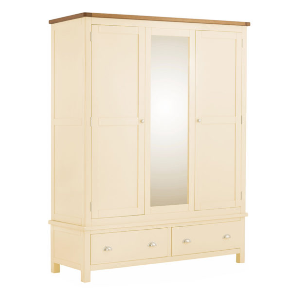 Tynedale Cream Painted Triple Wardrobe With Mirror