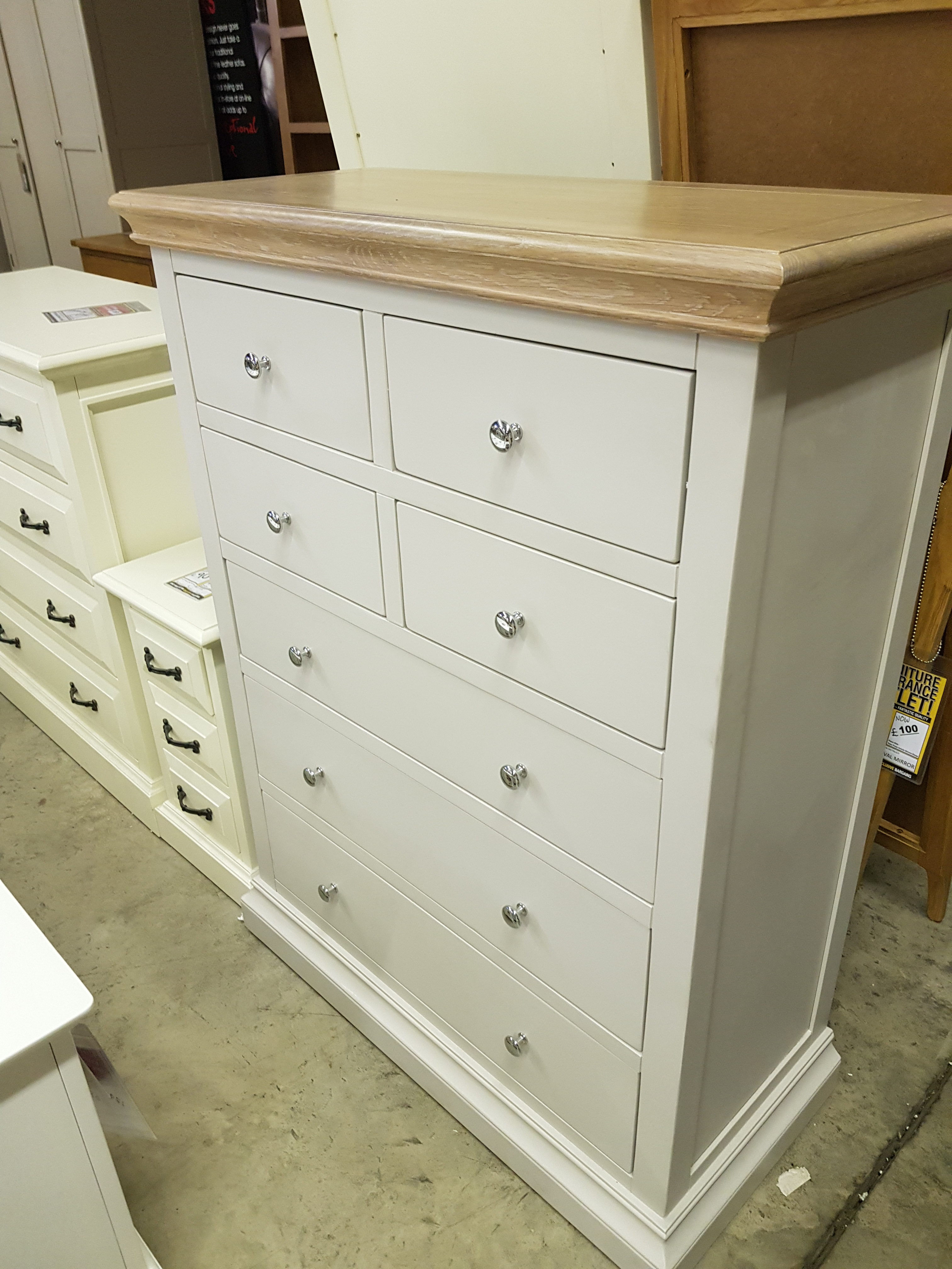 Rosa Light Grey 7 Drawer Tall Chest Clearance Click Collect