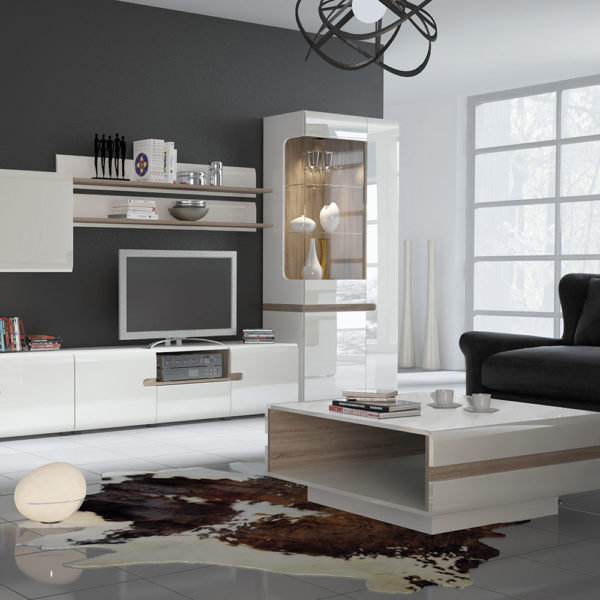 Chelsea White Tall Glazed Narrow Display Unit Right Hand Door | Self Assembly