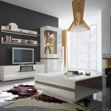 Chelsea White Small Designer Coffee Table | Oak Finish