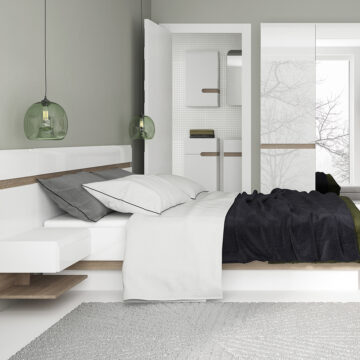 Chelsea King Size Bed In White Gloss With An Oak Trim With Lift Up Function