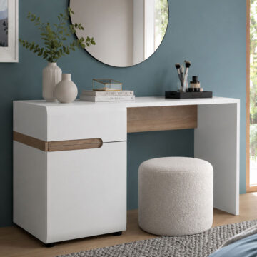 Chelsea White 1 Drawer 1 Door Desk/Dressing Table