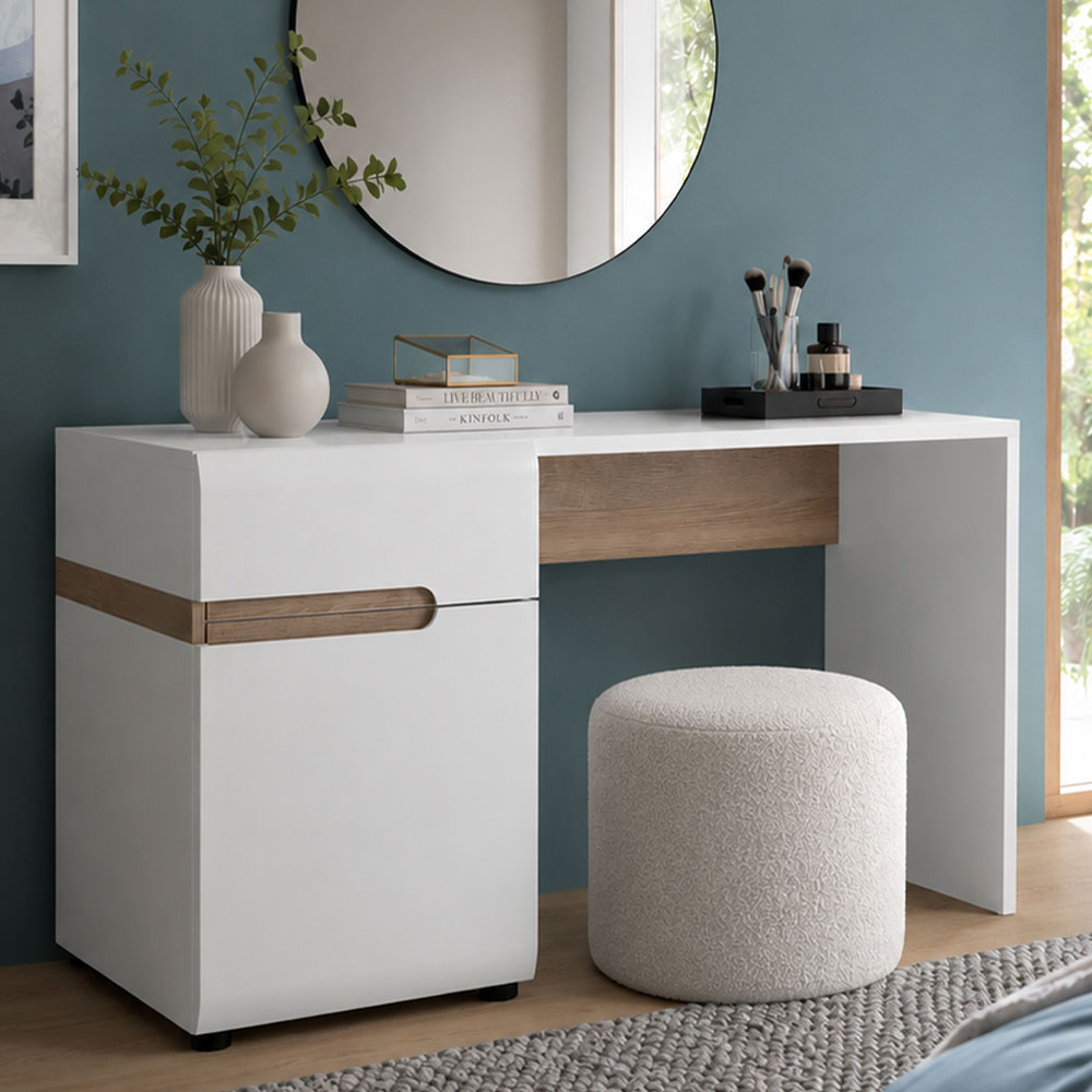 Chelsea White 1 Drawer 1 Door Desk/Dressing Table