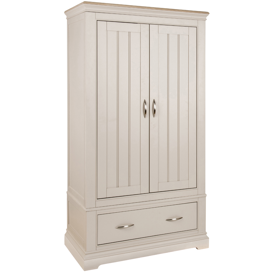 Grey double wardrobe on sale with drawers