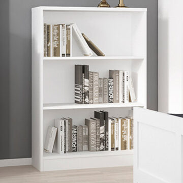 Essentials Medium Wide Painted Bookcase | Pearl White
