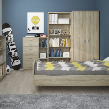 Essentials Tall Narrow Bookcase | Sonama Oak