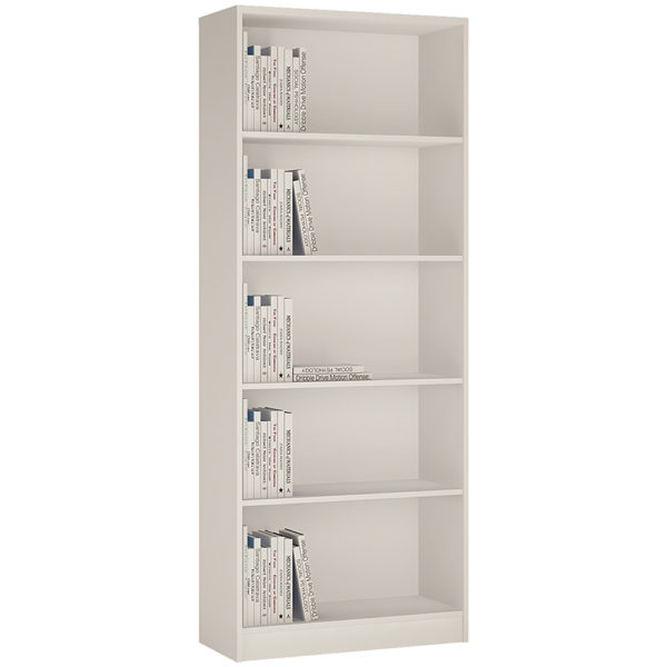 Essentials Tall Wide Painted Bookcase | Pearl White | Self Assembly