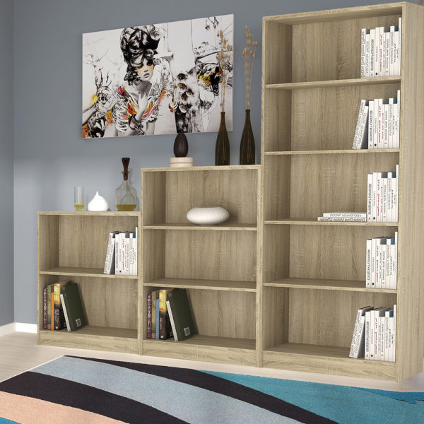 Essentials Tall Wide Bookcase | Sonama Oak | Self Assembly