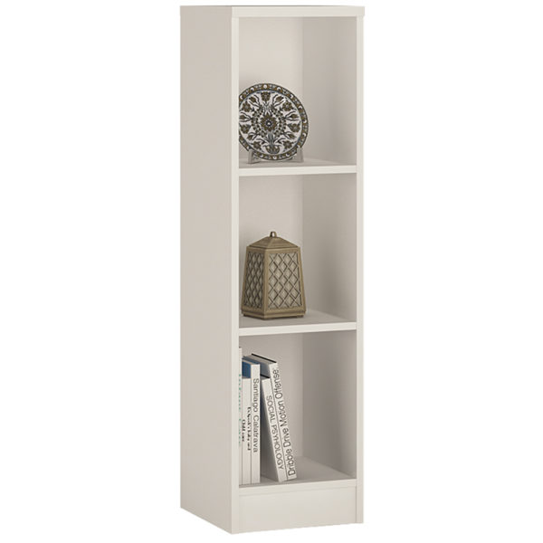 Essentials Medium Narrow Painted Bookcase | Pearl White | Self Assembly