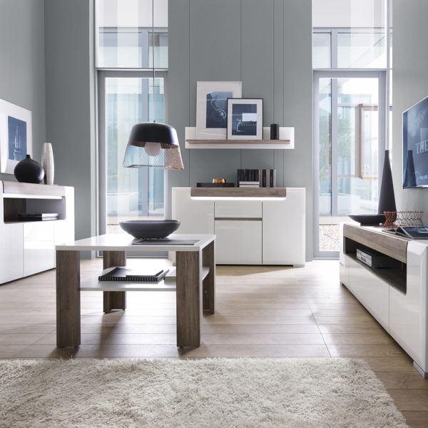 Signature White 3 Door Sideboard with Open Shelving (inc Plexi Lighting) | Self Assembly
