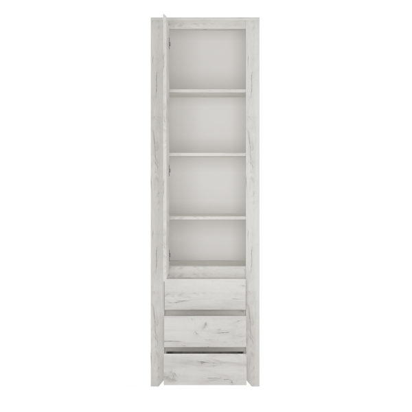 Fiji White Oak Tall Narrow One Door 3 Drawer Narrow Cupboard | Self Assembly
