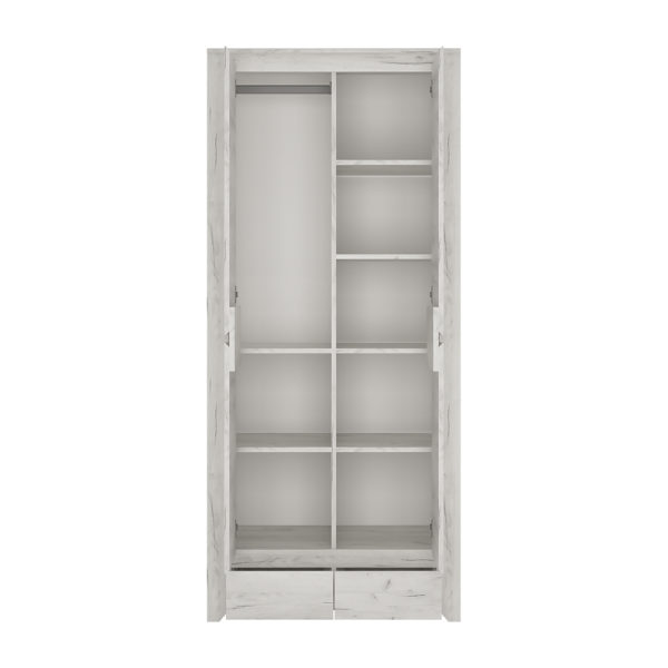 Fiji White Oak 2 Door 2 Drawer Fitted Wardrobe | Clearance