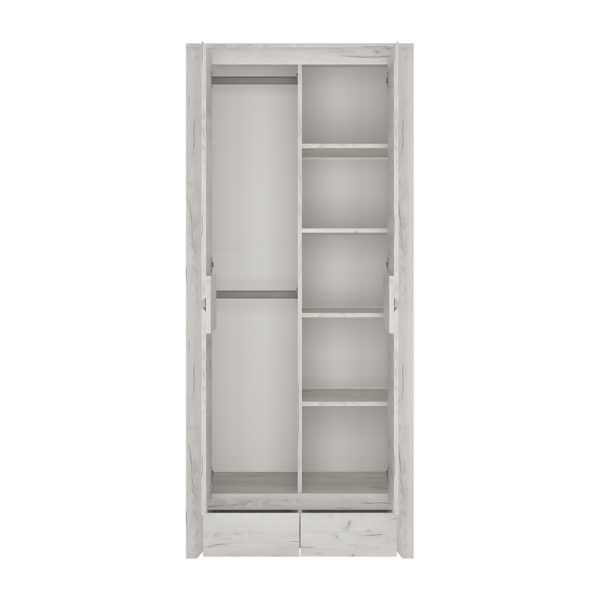 Fiji White Oak 2 Door 2 Drawer Fitted Wardrobe | Clearance