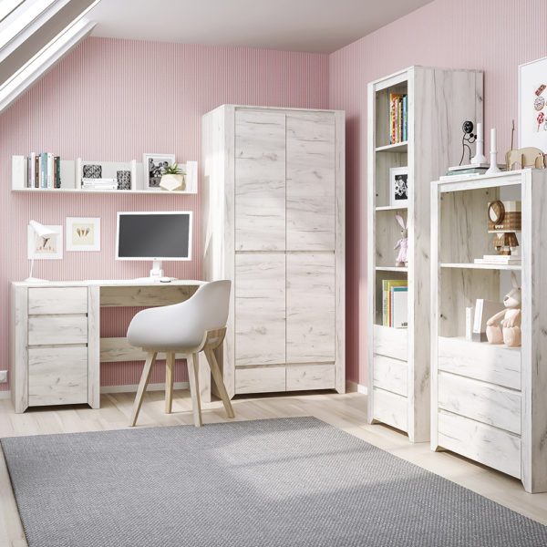 Fiji White Oak 2 Door 2 Drawer Fitted Wardrobe | Clearance