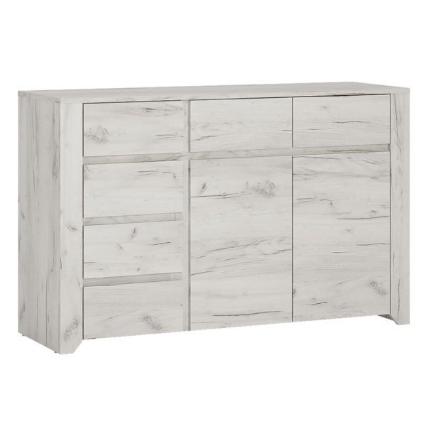Fiji White Oak 2 Door 3+3 Drawer Wide Chest | Self Assembly