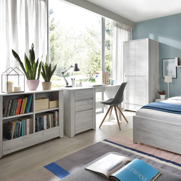 Fiji White Oak 3 Drawer Desk | Self Assembly
