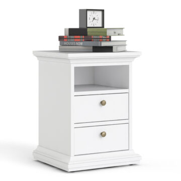 Condo White 2 Drawer Bedside