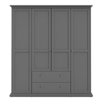 Condo Matt Grey 4 Door Wardrobe with Drawers