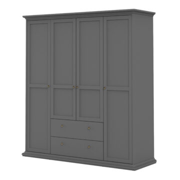 Condo Matt Grey 4 Door Wardrobe with Drawers