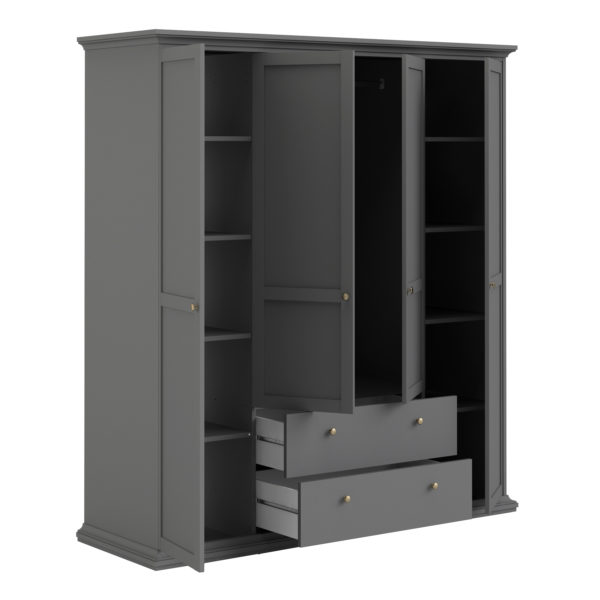 Condo Wardrobe with 4 Doors & 2 Drawers | Matt Grey
