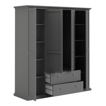 Condo Matt Grey 4 Door Wardrobe with Drawers
