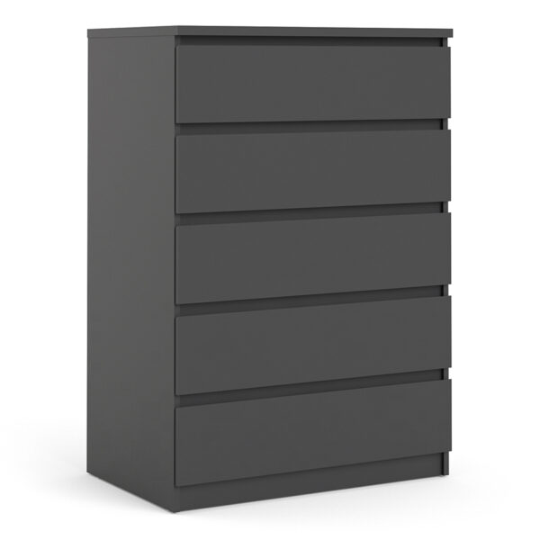Moderno Chest of 5 Drawers | Black Matte | Self Assembly