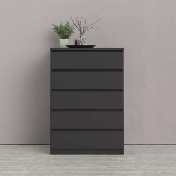 Moderno Chest of 5 Drawers | Black Matte | Self Assembly