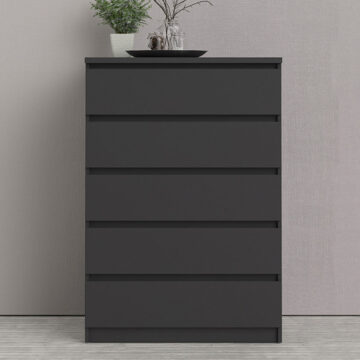 Moderno Chest of 5 Drawers | Black Matte | Self Assembly
