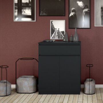 Moderno Matt Black 2 Door 1 Drawer Sideboard