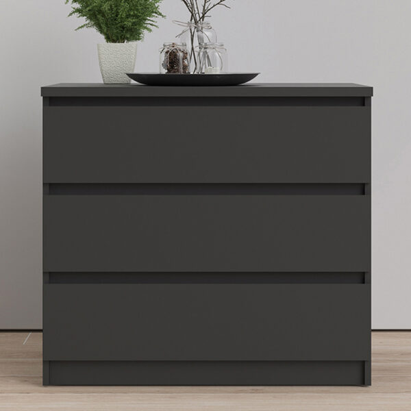 Moderno Chest of 3 Drawers | Black Matte | Self Assembly