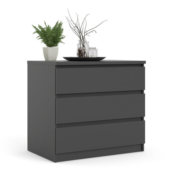 Moderno Chest of 3 Drawers | Black Matte | Self Assembly