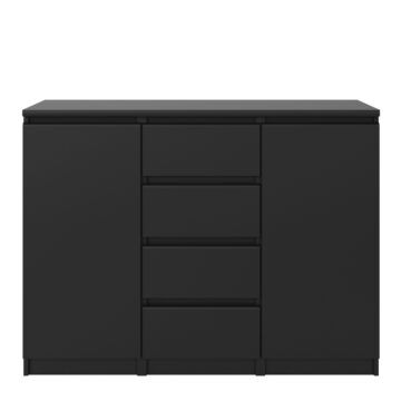 Moderno Matt Black 2 Door 4 Drawer Sideboard