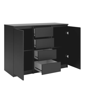 Moderno Matt Black 2 Door 4 Drawer Sideboard
