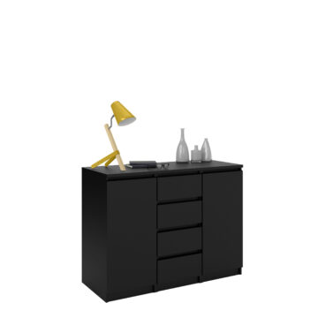 Moderno Matt Black 2 Door 4 Drawer Sideboard