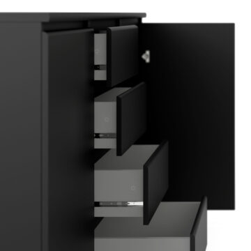 Moderno Matt Black 2 Door 4 Drawer Sideboard