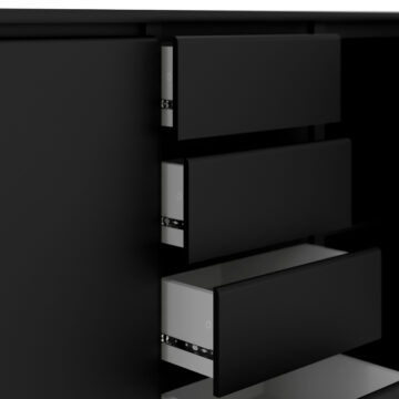 Moderno Matt Black 2 Door 4 Drawer Sideboard