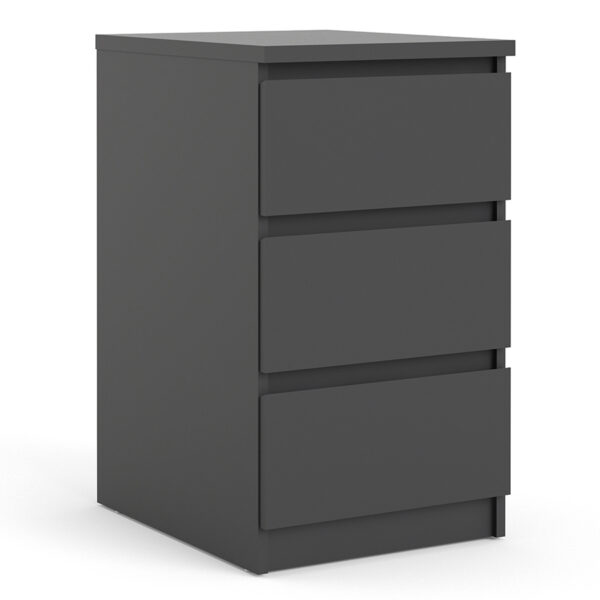 Moderno Bedside - 3 Drawers | Black Matte | Self Assembly