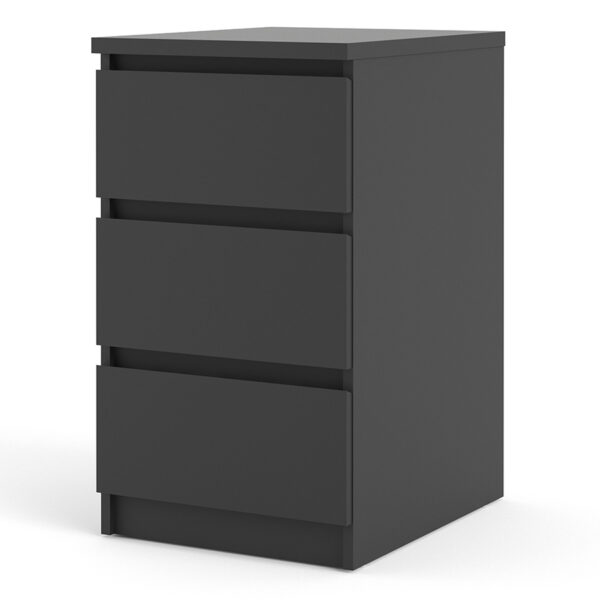 Moderno Bedside - 3 Drawers | Black Matte | Self Assembly