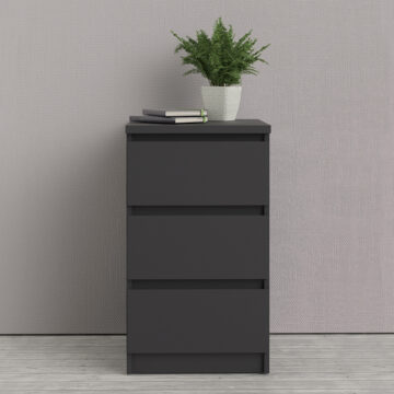Moderno Bedside - 3 Drawers | Black Matte | Clearance