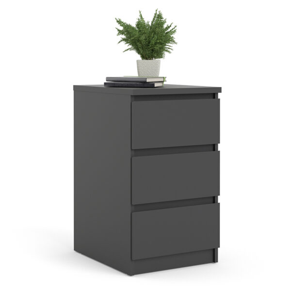 Moderno Bedside - 3 Drawers | Black Matte | Self Assembly