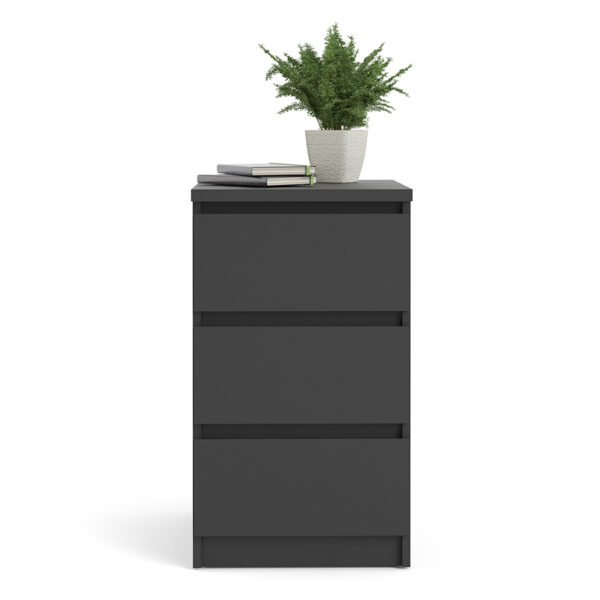 Moderno Bedside - 3 Drawers | Black Matte | Self Assembly
