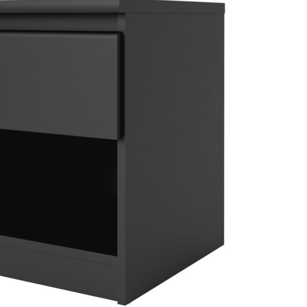 Moderno Bedside - 1 Drawer 1 Shelf | Black Matte | Self Assembly
