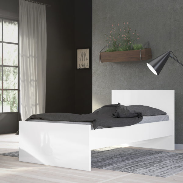 Moderno Single Bed 3ft | White High Gloss
