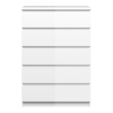 Moderno White Gloss 5 Drawer Chest
