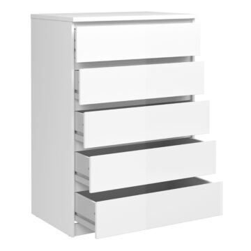 Moderno White Gloss 5 Drawer Chest