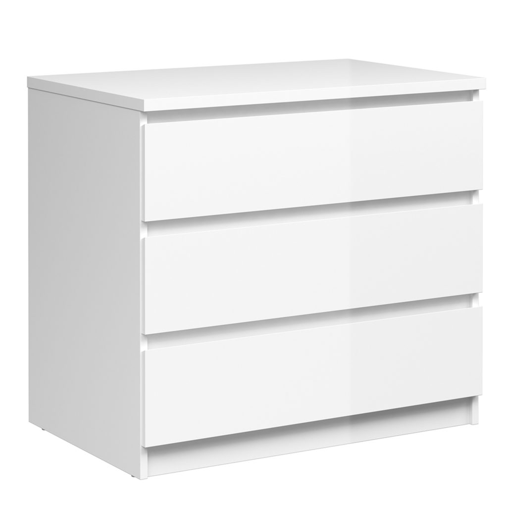 Moderno Chest of 3 Drawers White High Gloss Self Assembly Oak World