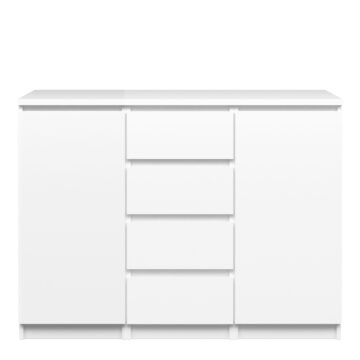 Moderno White High Gloss 2 Door 4 Drawer Sideboard