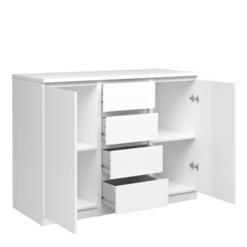 Moderno White High Gloss 2 Door 4 Drawer Sideboard