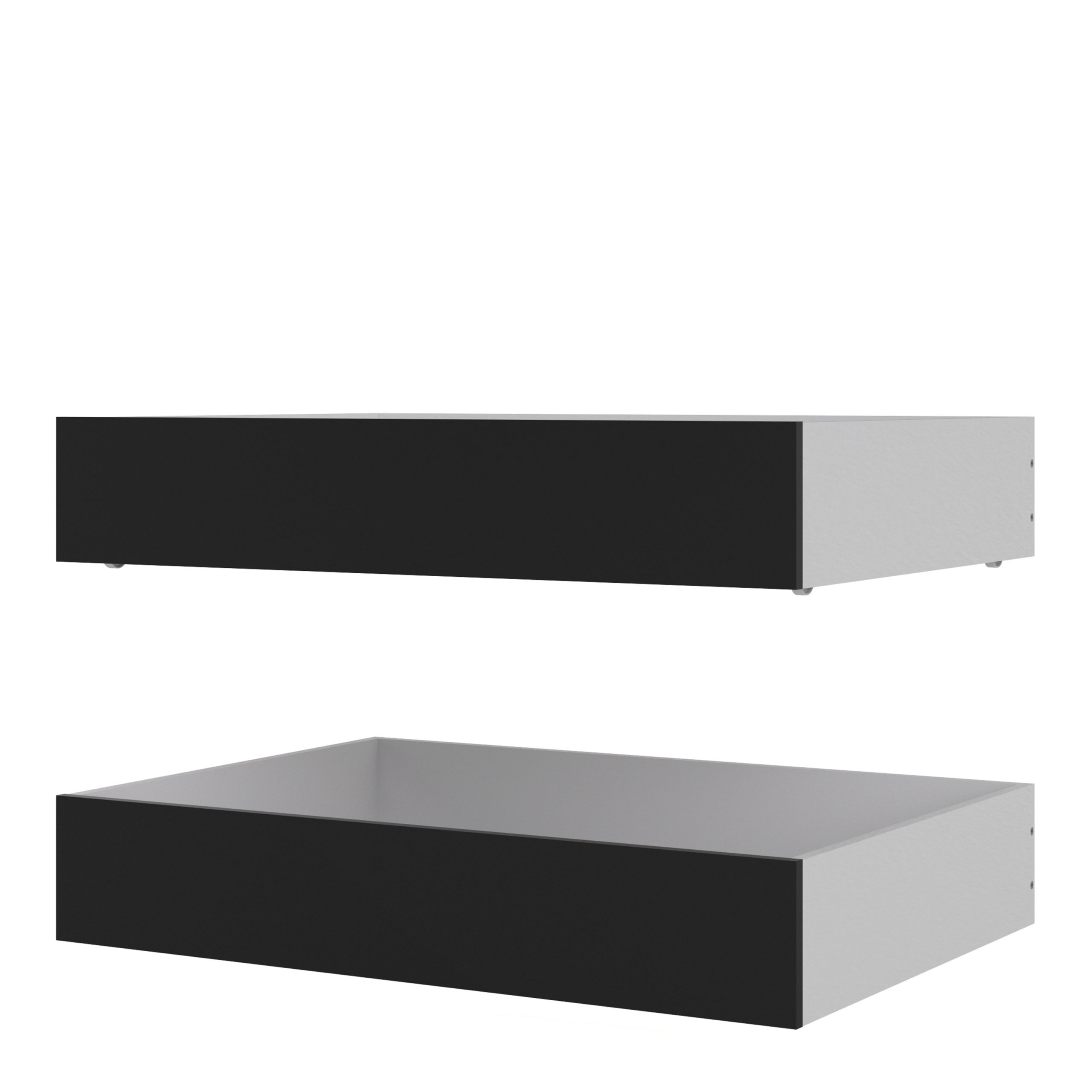 Moderno Set of 2 Under Bed Drawers Black Matt Flat Back Furniture