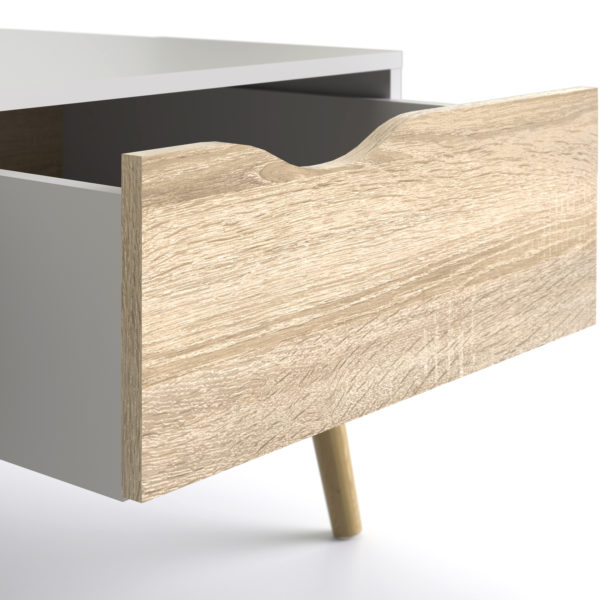 Oslo Coffee Table With 1 Drawer 1 Shelf | White and Oak | Self Assembly